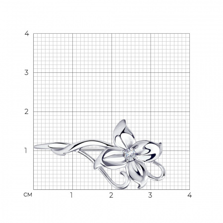 Брошь из серебра с фианитом