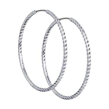 Серьги конго из серебра с алмазной гранью 3,5 см