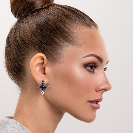 Серебряные серьги «Полярис» с лазуритом