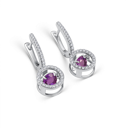 Серьги из серебра с аметистом и фианитами