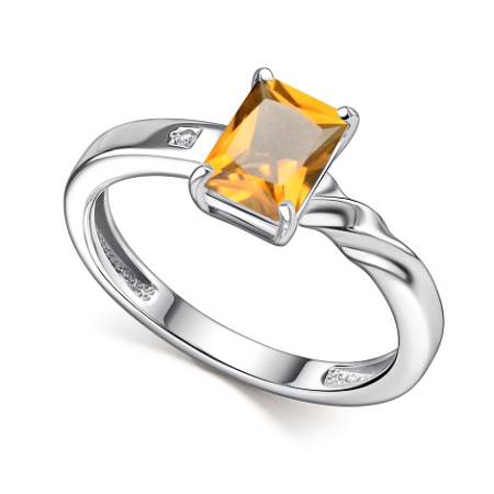 Кольцо из серебра с бриллиантом и цитрином