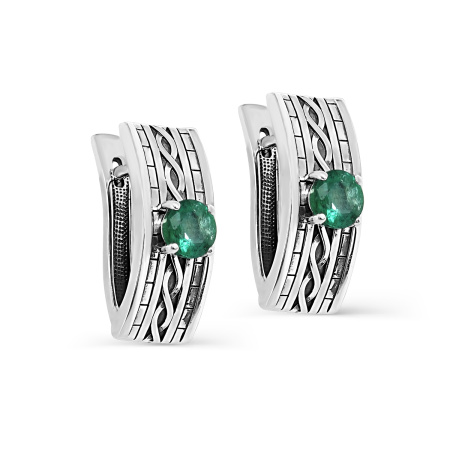 Серебряные серьги с изумрудом