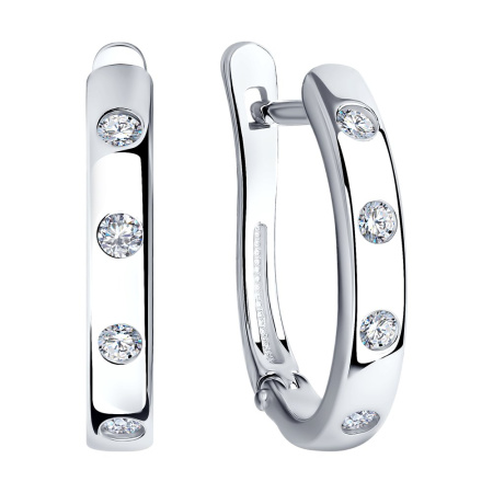 Серьги из серебра с фианитами