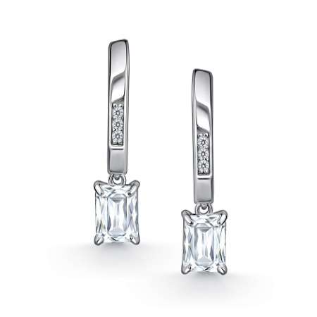 Серебряные серьги с горным хрусталем и фианитами