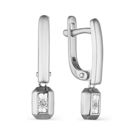 Серебряные серьги с бриллиантом