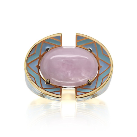 Кольцо из серебра с кунцитом в позолоте