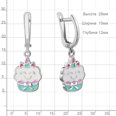 Серебряные серьги с эмалью «Эдинорог»