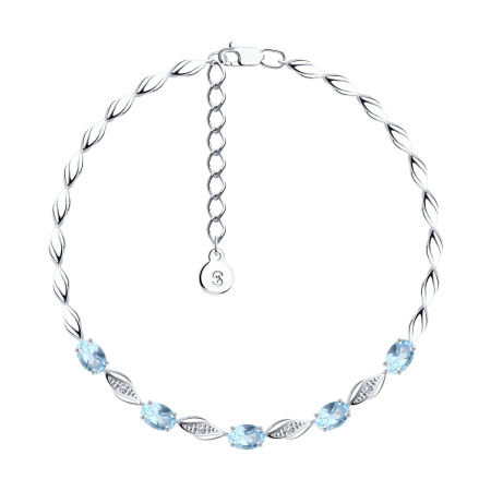 Браслет из серебра с топазами и фианитами