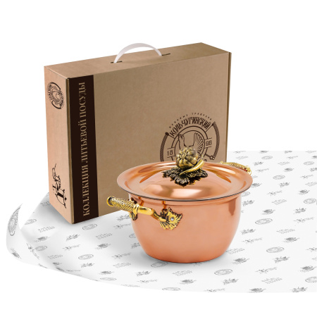 Медная кастрюля «Чеснок» с крышкой (2 л)