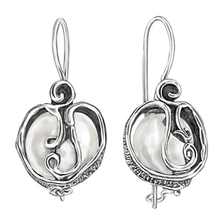 Серьги из серебра с жемчугом