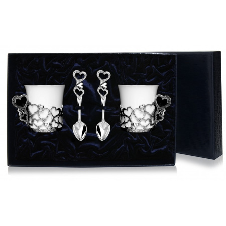 2 чашки кофейные «Сердечко» с ложками