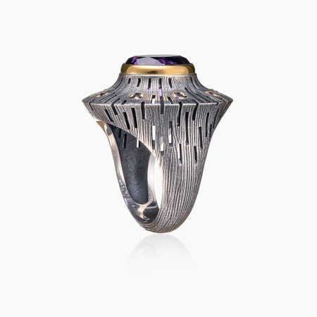 Серебряное кольцо с аметистом «Сумеречный покров»