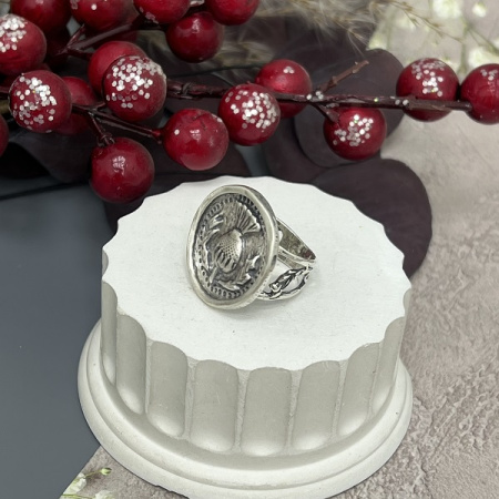 Кольцо перстень крупное Чертополох серебряное