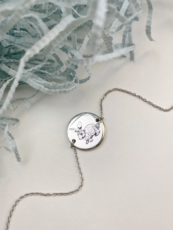 Серебряный браслет «luck» с чёрной эмалью