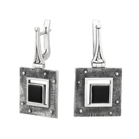Серьги из серебра с ониксом
