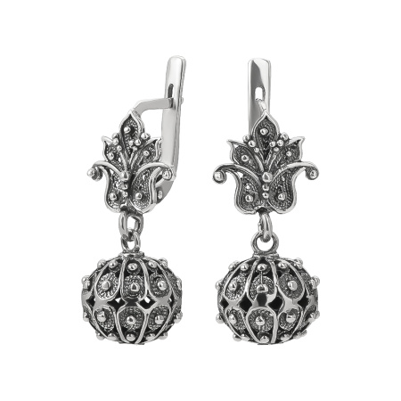 Серьги из серебра «Филигранный цветок»