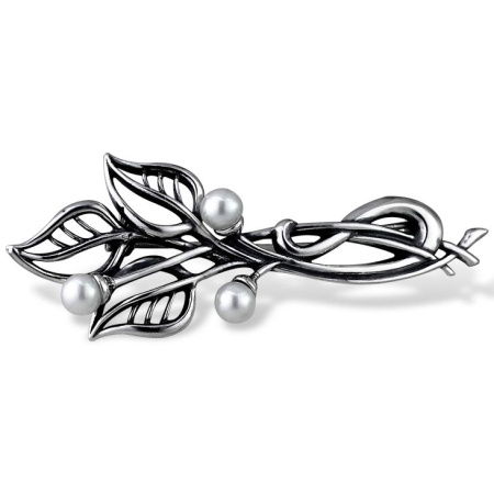 Брошь из серебра с жемчугом «Веточка»
