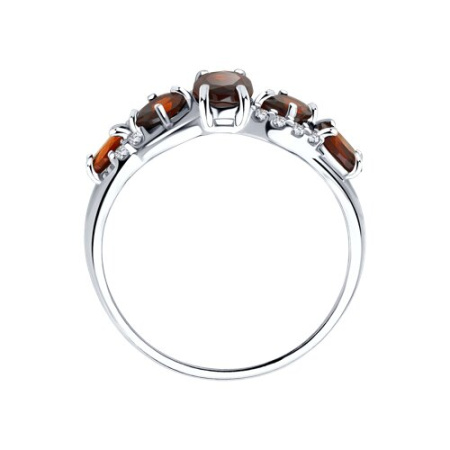 Кольцо из серебра с гранатом и фианитами