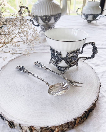 Чашка чайная «Симфония» серебро и фарфор