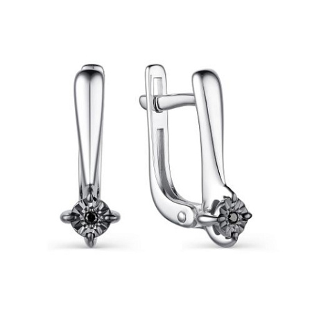 Серебряные серьги с черным бриллиантом