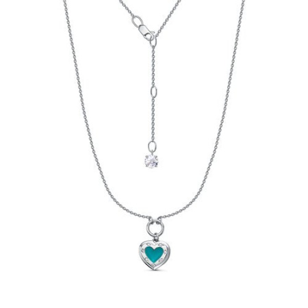 Серебряное колье с фианитом «Сердце»