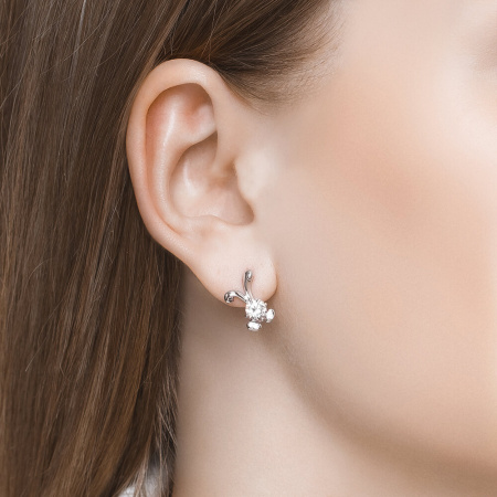 Серьги из серебра с фианитами «Кролик»