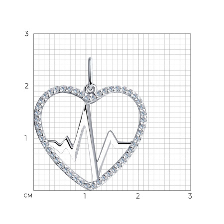 Подвеска из серебра в форме сердца с фианитами