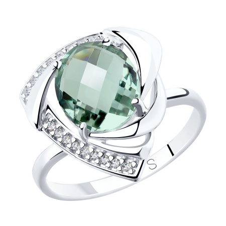 Серебряное кольцо с кварцем и фианитами