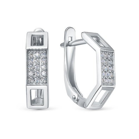 Серьги из серебра с фианитами