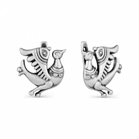 Серебряные серьги «Былинные птицы»