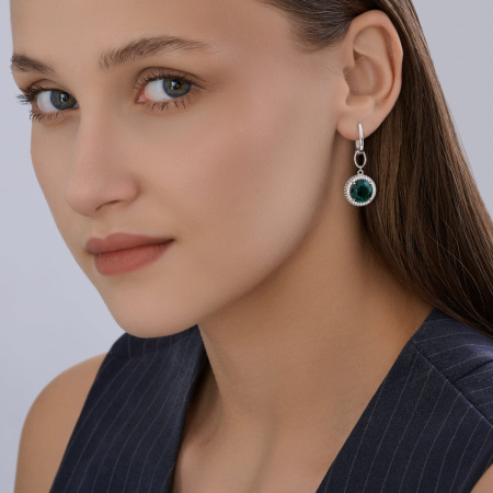 Серьги из серебра с кварцем и фианитами