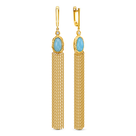 Серьги из серебра с халцедонами и топазами