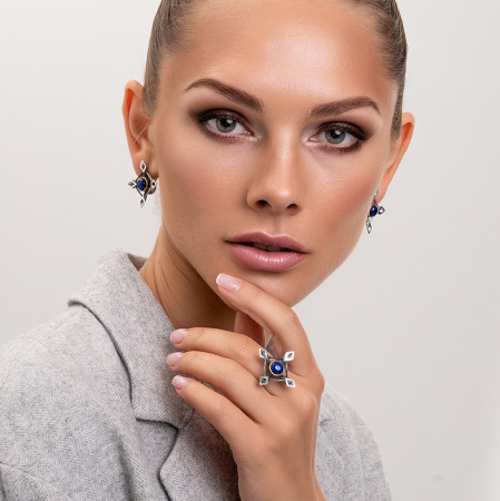 Серебряное кольцо «Полярис» с лазуритом