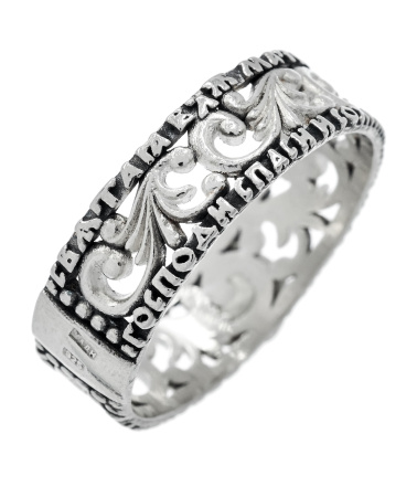 Серебряное кольцо с молитвой Святой Блаженной Матроне