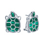 Серебряные серьги с малахитом и фианитом «Черепашка»