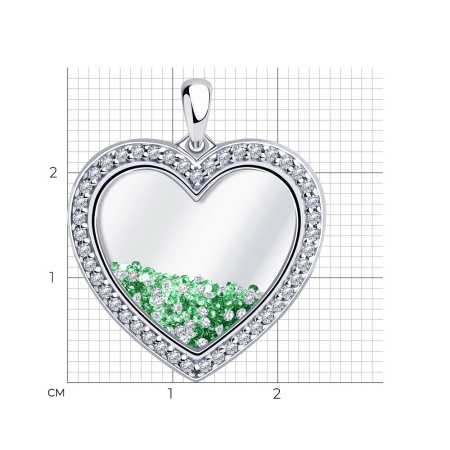 Серебряная подвеска с лейкосапфирами и фианитами «Сердце»