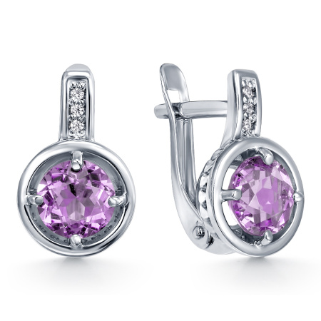Серьги из серебра с аметистом и фианитами