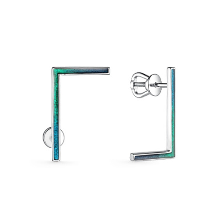 Серьги-пусеты из серебра с эмалью