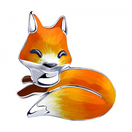 Брошь «Лиса» из серебра с эмалью