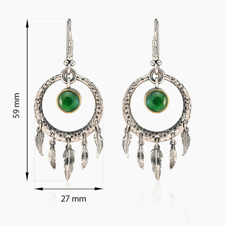 Серебряные серьги «Нефритовый Ловец Снов»