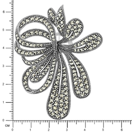 Серебряная брошь Alexandre Vassiliev с марказитами Swarovski