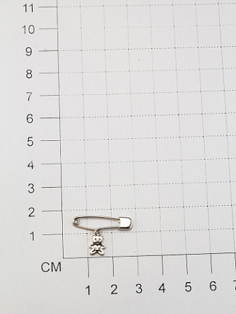 Булавка из серебра с бриллиантом «Мишка»