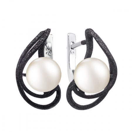 Серебряные серьги с жемчугом и эмалью