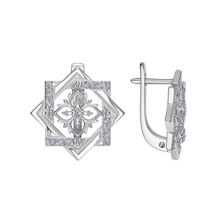 Серьги из серебра с фианитами «Узоры»