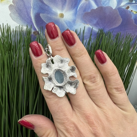 Серебряный кулон «Райский цветок» с аквамарином