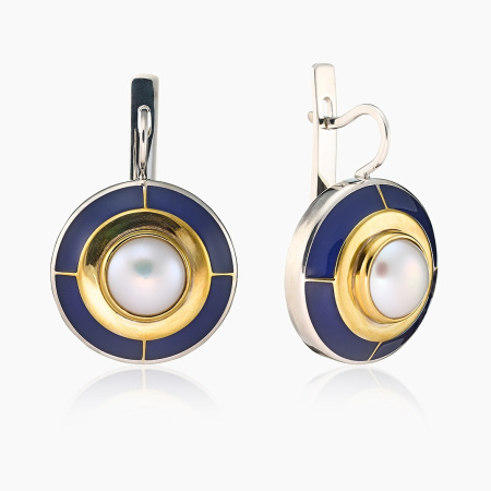 Серьги из серебра с камнем жемчуг