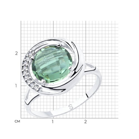 Кольцо из серебра с кварцем и фианитами