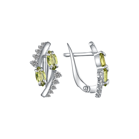 Серьги из серебра с хризолитом