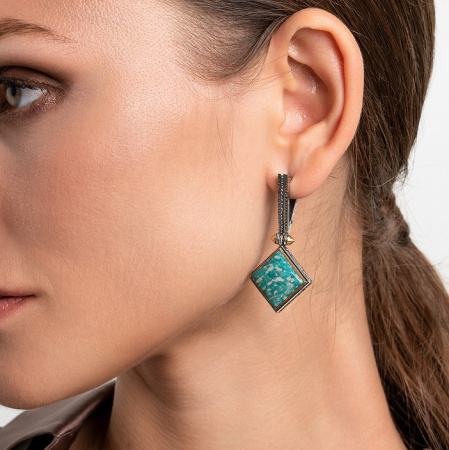 Серебряные серьги «Рассветный Лес» с амазонитом