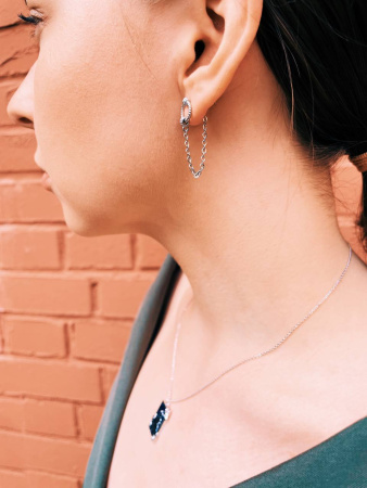 Серьги из серебра с цепочками